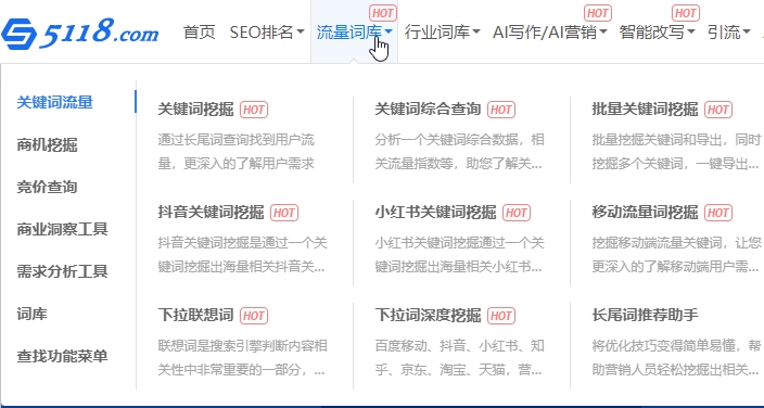 5118關鍵詞挖掘工具