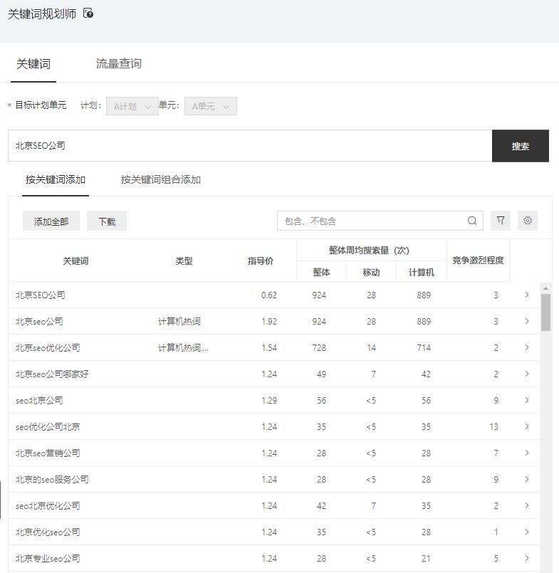 百度競價關(guān)鍵詞規(guī)劃師